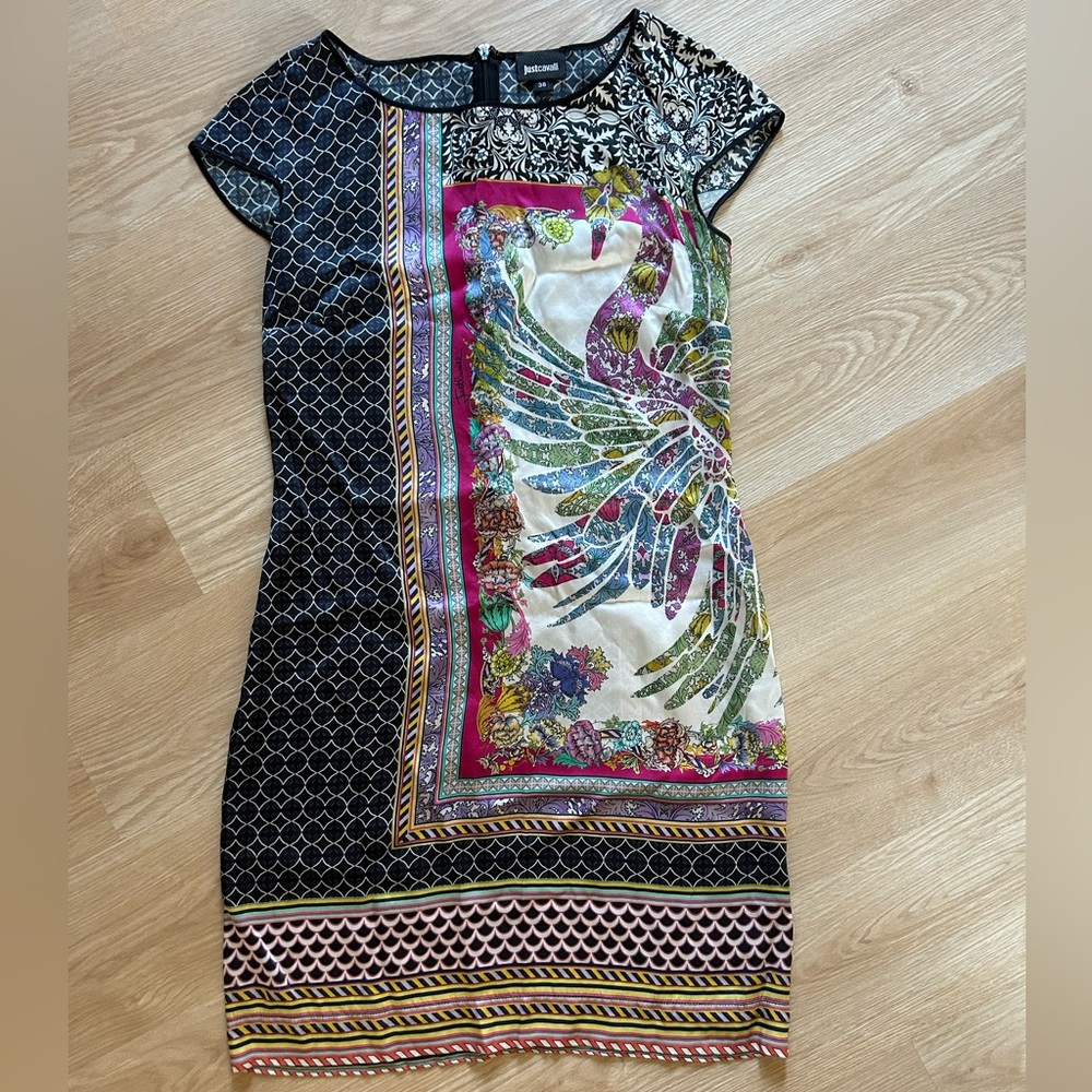 Just Cavalli silk mini silk dress.